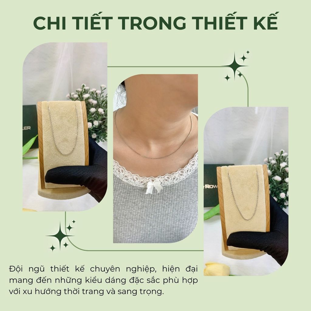 Dây chuyền bạc nữ Ammie mắc xích chữ nhật nhỏ NA000702