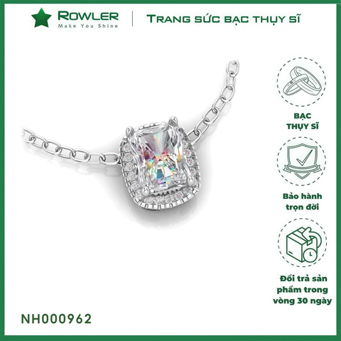 Dây cổ BST Halo Moissanite Radiant bạc Thụy Sĩ đính đá Moissanite - Nét lấp lánh vượt thời gian - ROWLER  NH000962