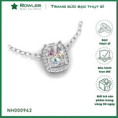 Dây cổ BST Halo Moissanite Radiant bạc Thụy Sĩ đính đá Moissanite - Nét lấp lánh vượt thời gian - ROWLER  NH000962