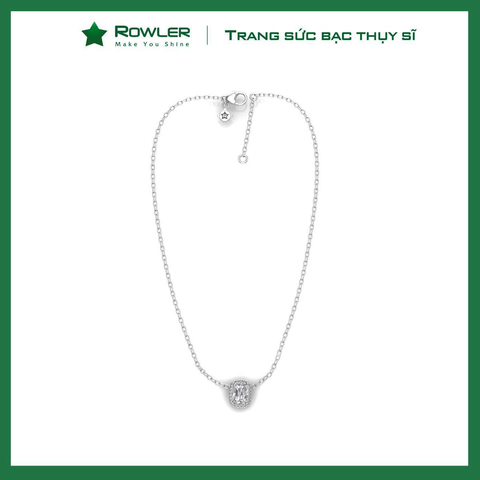 Dây cổ BST Halo Moissanite Radiant bạc Thụy Sĩ đính đá Moissanite - Nét lấp lánh vượt thời gian - ROWLER  NH000962
