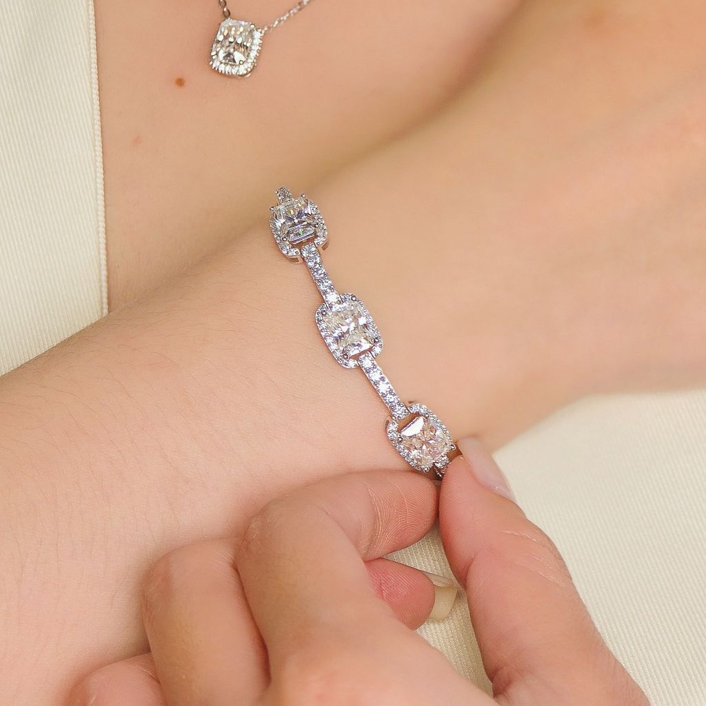 Lắc tay BST Halo Moissanite Radiant ROWLER BH000964