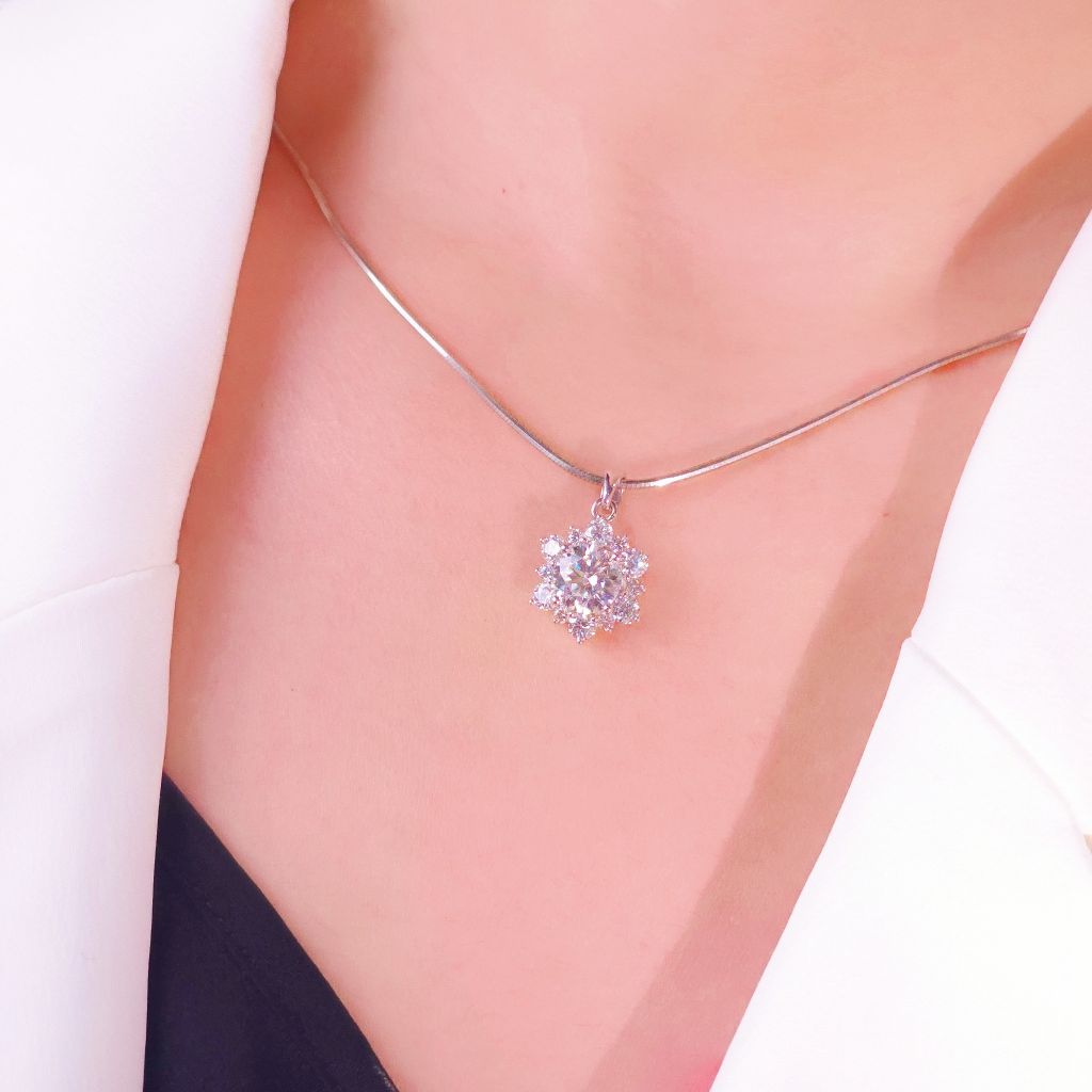 Combo 03 - Moissanite bông hoa lấp lánh viên chủ 6.0ly - 000616