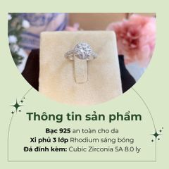 Nhẫn HALO bạc 925 đính đá Cubic Zirconia 5A 7.0ly ROWLER RA000934