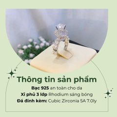 Nhẫn bạc Royal 925 đính đá Cubic Zirconia 5A 7.0ly ROWLER RA000953