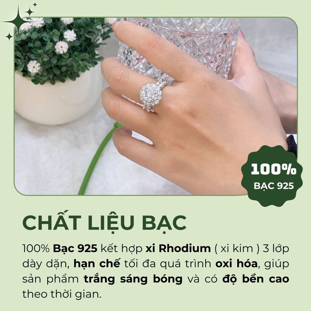 Nhẫn bạc Royal 925 đính đá Cubic Zirconia 5A 7.0ly ROWLER RA000953