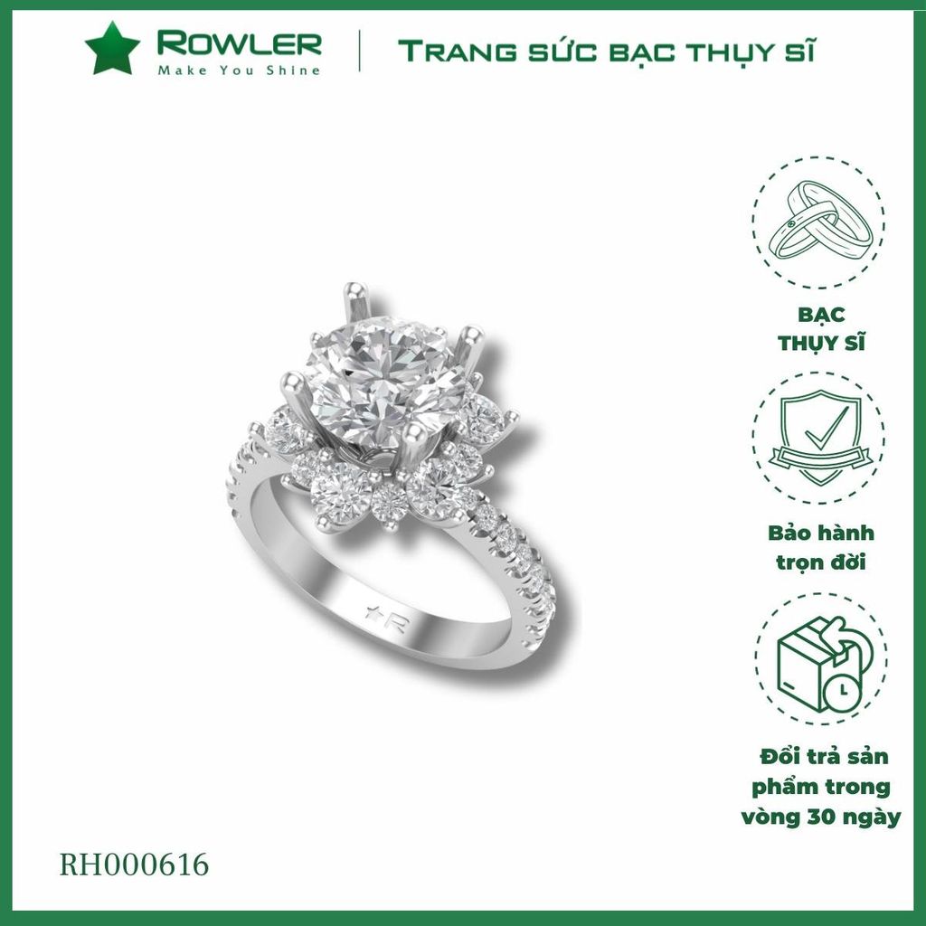 Combo 3 - Moissanite bông hoa lấp lánh viên chủ 6.0ly - 000616