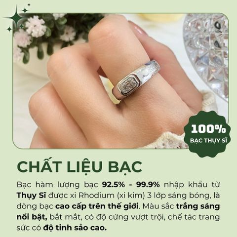 Nhẫn bạc unisex đính đá Moissanite ROWLER RH000863