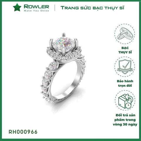 Nhẫn Halo bạc Thụy Sỹ đinhá full đá Moissanite viên chủ 8.0ly_-RH000966-ROWLER