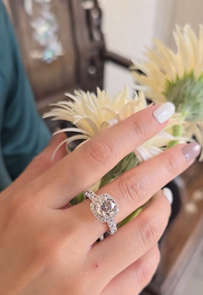 Nhẫn Halo bạc Thụy Sỹ đinhá full đá Moissanite viên chủ 8.0ly_-RH000966-ROWLER