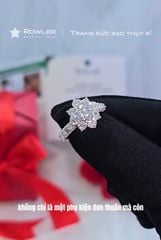 Nhẫn Royal bạc Thụy Sĩ  đính full đá Moissanite viên chủ  6.0ly ROWLER_RH000969