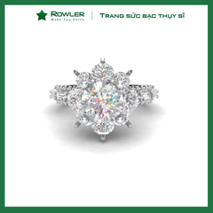 Nhẫn Royal bạc Thụy Sĩ  đính full đá Moissanite viên chủ  6.0ly ROWLER_RH000969