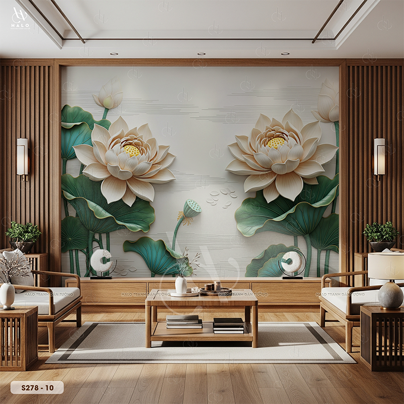  Tranh Dán Tường Hoa Sen 8D 16D - S278 