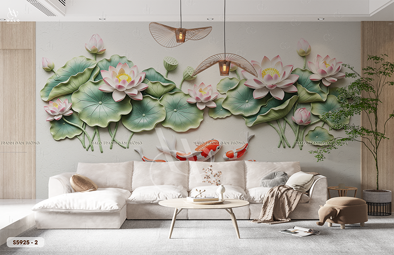  Tranh Dán Tường Hoa Sen 8D 16D - S5925 