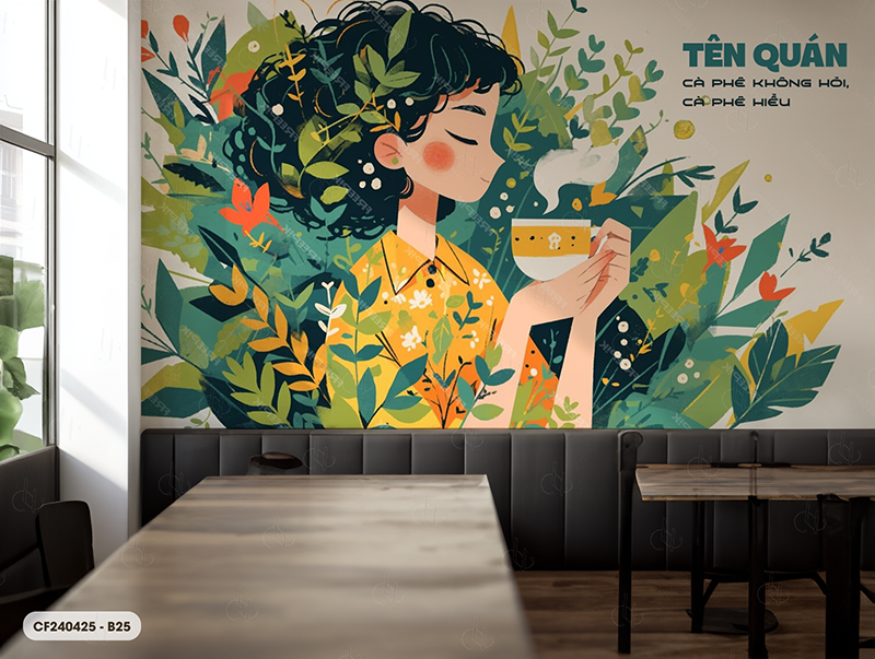  Tranh Dán Tường Cà Phê  8D 16D - CF240425-B 