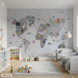  Tranh Dán Tường Bản Đồ Động Vật Thế Giới 8D 16D - MK278 