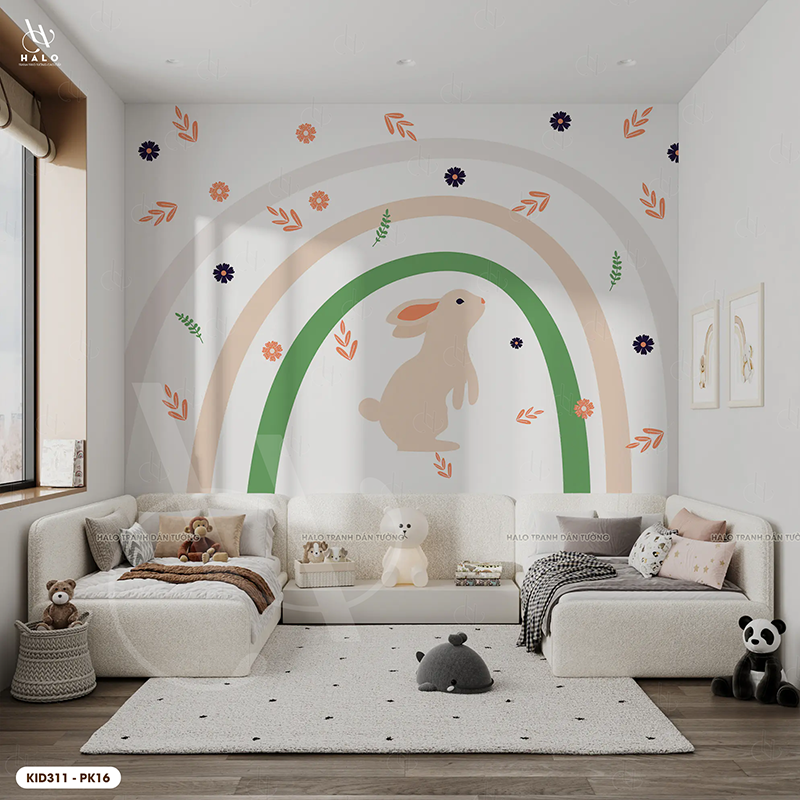  Tranh Dán Tường Tone Hồng Dành Cho Bé Gái 8D 16D - KID311 