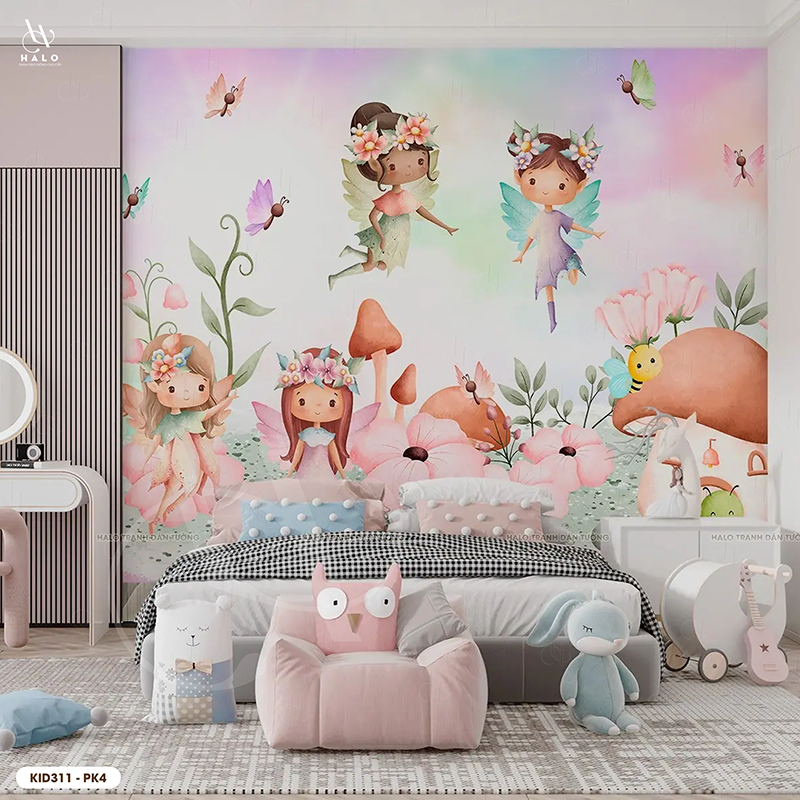  Tranh Dán Tường Tone Hồng Dành Cho Bé Gái 8D 16D - KID311 
