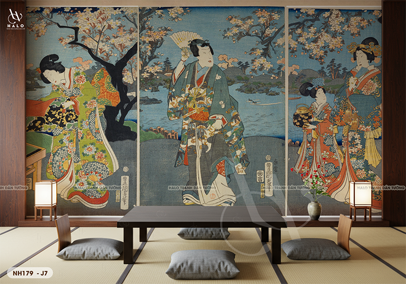  Tranh Dán Tường Nhà Hàng Nhật Bản Cổ Điển - NH179 