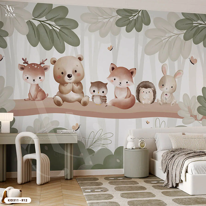 Tranh Dán Tường Động Vật Rừng Trẻ Em 8D 16D - KID311 