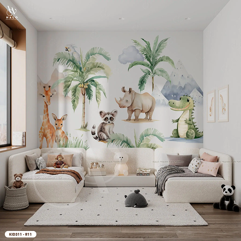  Tranh Dán Tường Động Vật Rừng Trẻ Em 8D 16D - KID311 