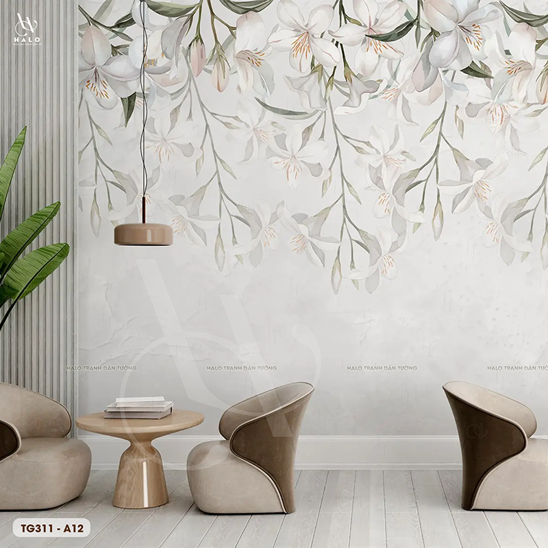  Tranh Dán Tường Hoa Tối Giản 8D 16D - TG311 