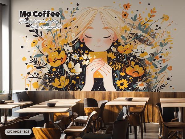  Tranh Dán Tường Cà Phê  8D 16D - CF240425-B 