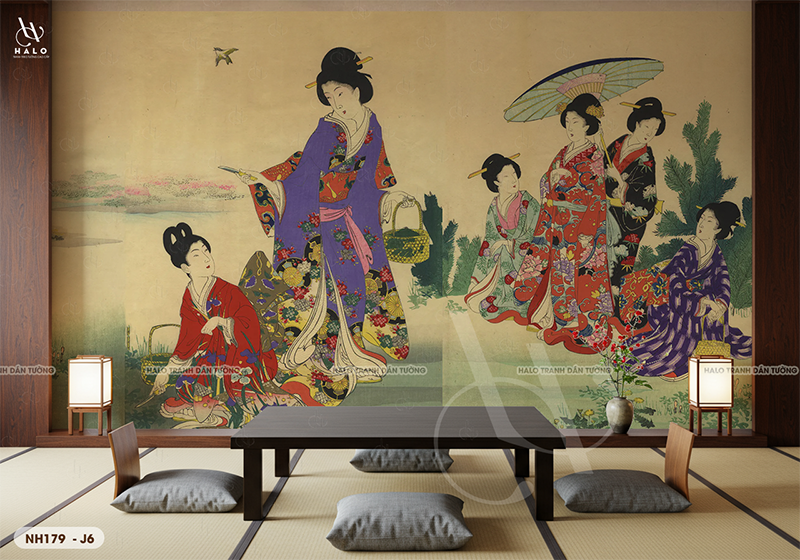  Tranh Dán Tường Nhà Hàng Nhật Bản Cổ Điển - NH179 