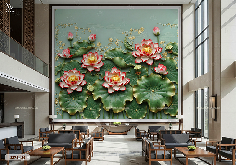  Tranh Dán Tường Hoa Sen 8D 16D - S278 