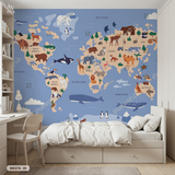  Tranh Dán Tường Bản Đồ Động Vật Thế Giới 8D 16D - MK278 