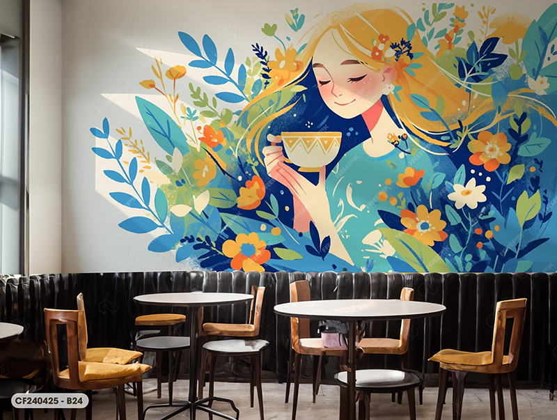  Tranh Dán Tường Cà Phê  8D 16D - CF240425-B 