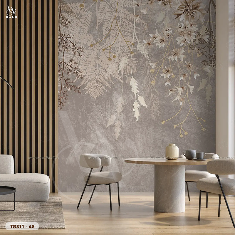  Tranh Dán Tường Hoa Tối Giản 8D 16D - TG311 