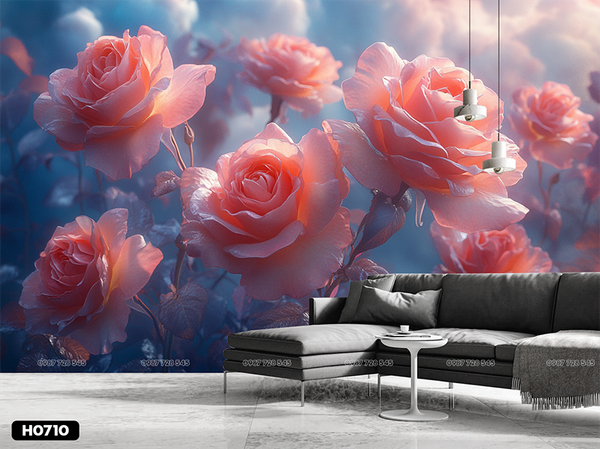  Tranh Dán Tường  Hoa 8D 16D - H0710 