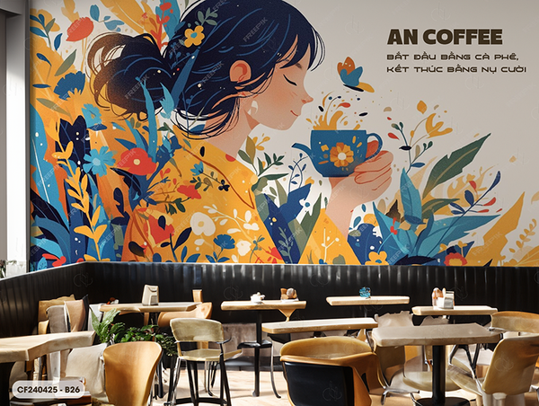  Tranh Dán Tường Cà Phê  8D 16D - CF240425-B 