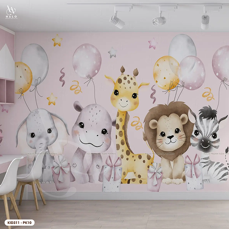  Tranh Dán Tường Tone Hồng Dành Cho Bé Gái 8D 16D - KID311 