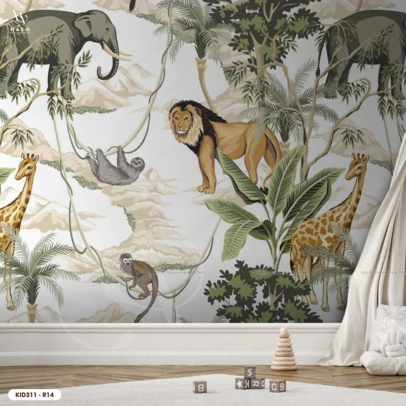  Tranh Dán Tường Động Vật Rừng Trẻ Em 8D 16D - KID311 