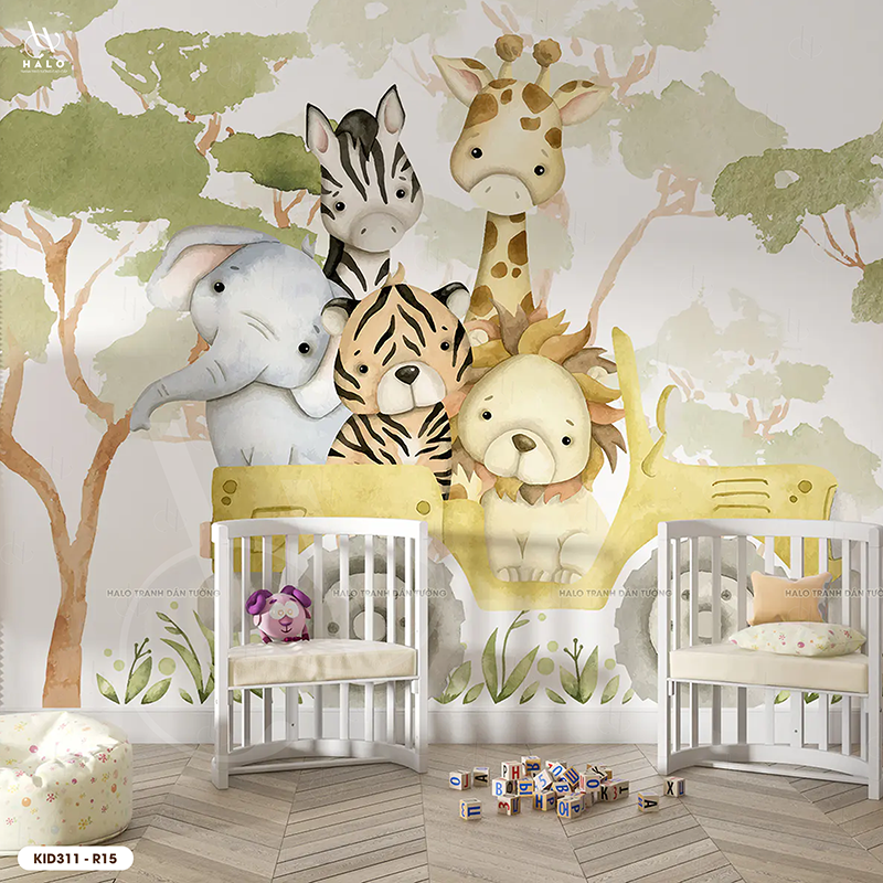  Tranh Dán Tường Động Vật Rừng Trẻ Em 8D 16D - KID311 