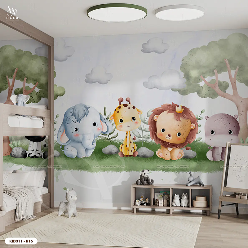  Tranh Dán Tường Động Vật Rừng Trẻ Em 8D 16D - KID311 
