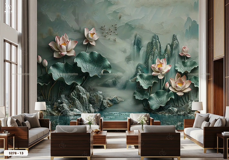  Tranh Dán Tường Hoa Sen 8D 16D - S278 