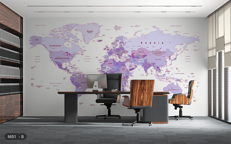  Tranh Dán Tường Bản Đồ 8D 16D - M01 