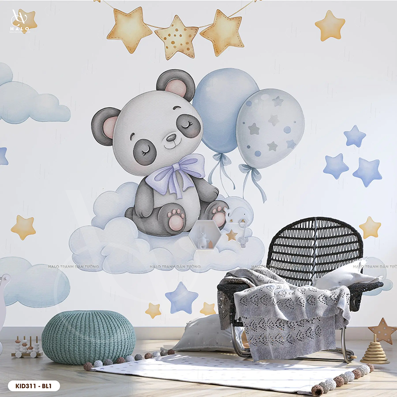  Tranh Dán Tường Tone Xanh Dành Cho Bé Trai 8D 16D - KID311 