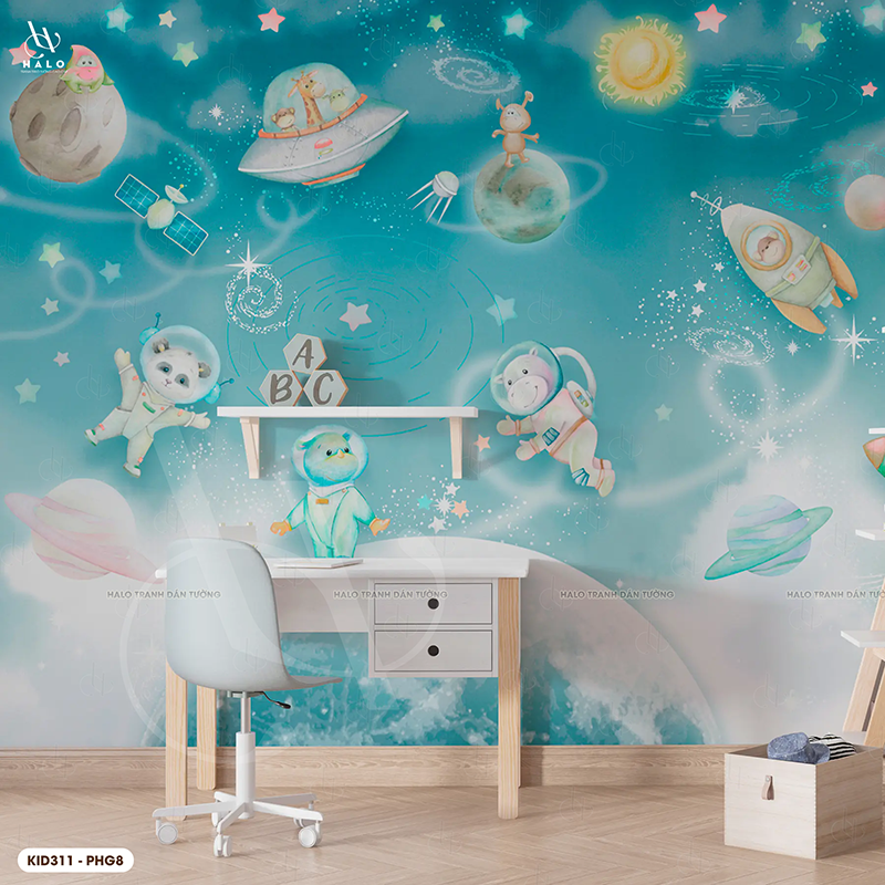  Tranh Dán Tường Phi Hành Gia Cho Trẻ 8D 16D - KID311 