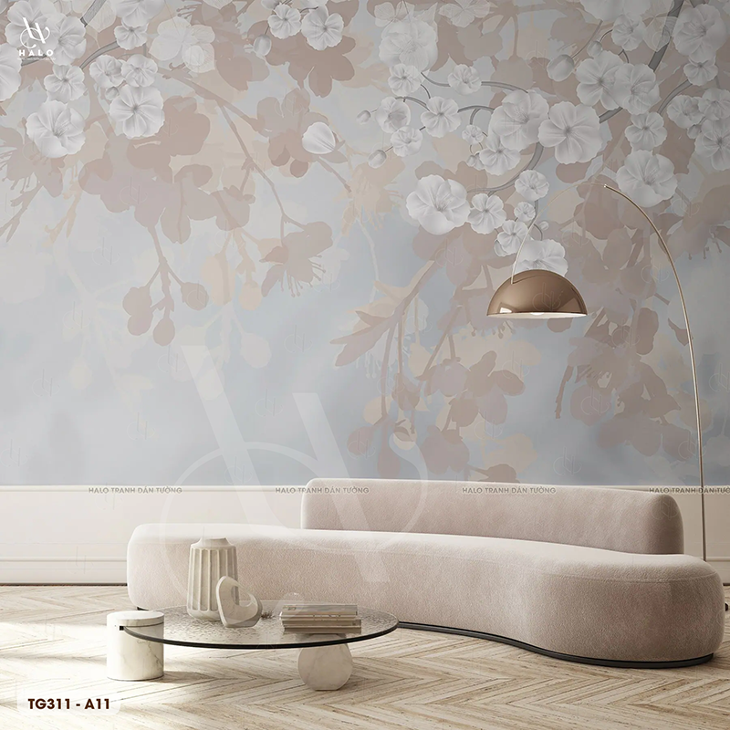  Tranh Dán Tường Hoa Tối Giản  8D 16D - TG311 