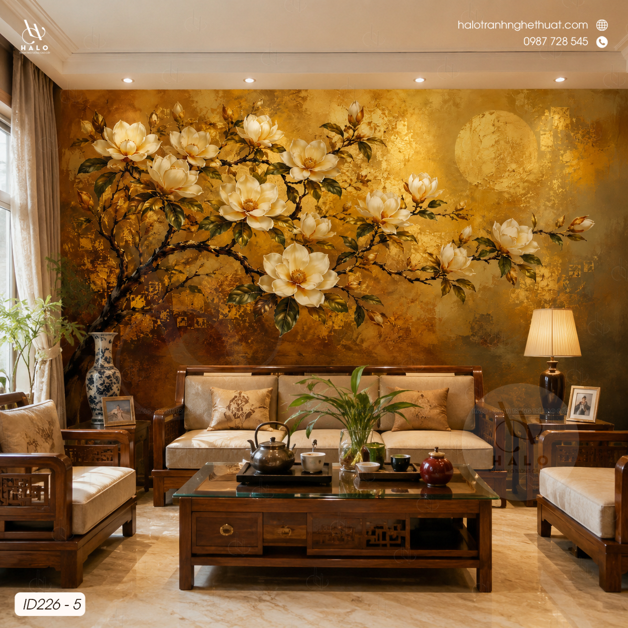  Tranh Dán Tường Indochine - Hoa Mộc Lan 8D 16D - ID226 - 5 