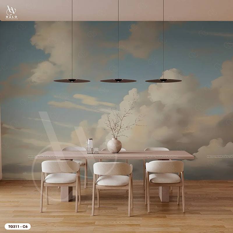  Tranh Dán Tường Bầu Trời Mây Tối Giản 8D 16D - TG311 