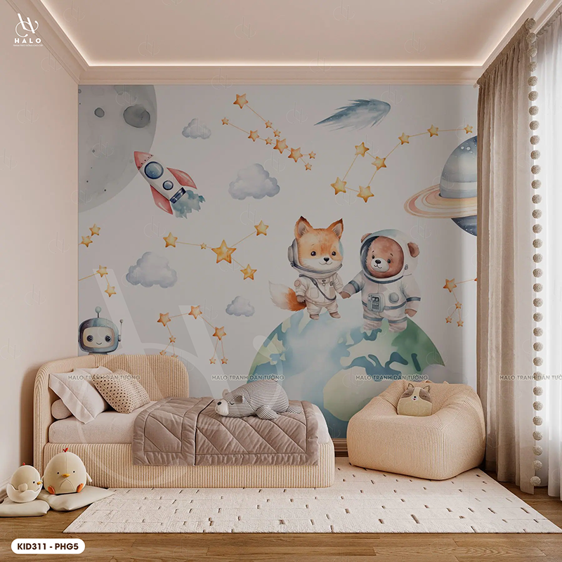  Tranh Dán Tường Phi Hành Gia Cho Trẻ 8D 16D - KID311 