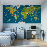  Tranh Dán Tường Bản Đồ Động Vật Thế Giới 8D 16D - MK278 
