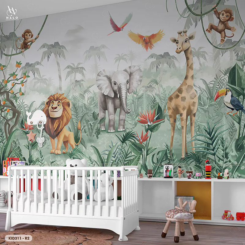  Tranh Dán Tường Động Vật Rừng Trẻ Em  8D 16D - KID311 