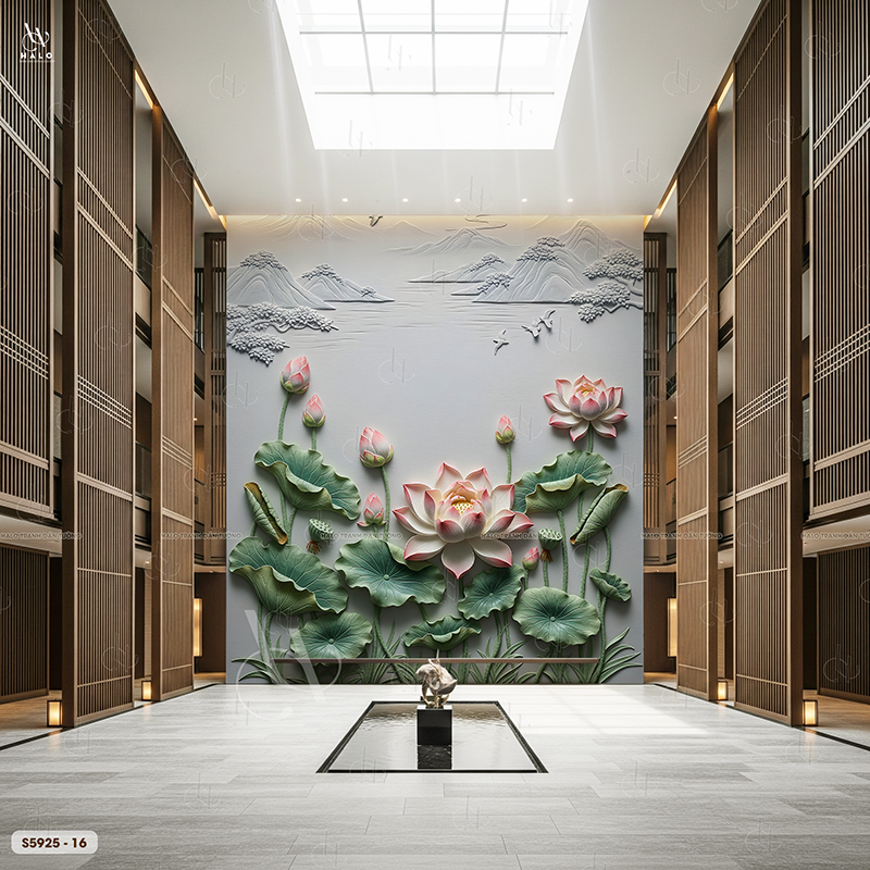  Tranh Dán Tường Hoa Sen 8D 16D - S5925 