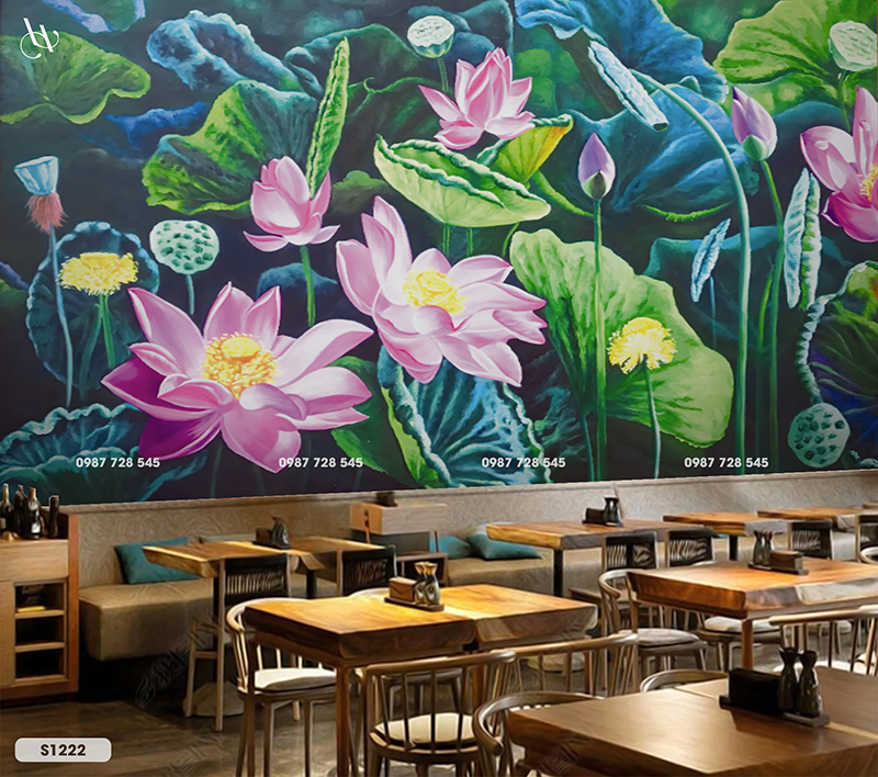  Tranh Dán Tường Hoa Sen 8D 16D - S1222 
