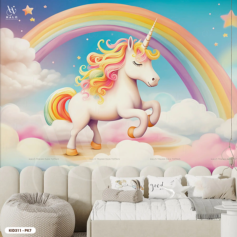  Tranh Dán Tường Tone Hồng Dành Cho Bé Gái 8D 16D - KID311 